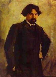 Portrait Of The Artist Vasily Surikov Late 1890s by Valentin Aleksandrovich Serov