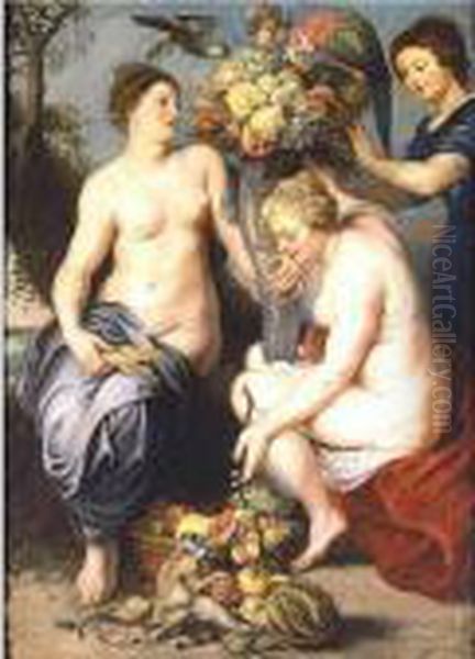 Nymphs Filling The Horn Of Plenty - view 1