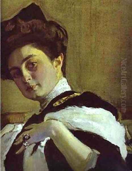Portrait Of Henrietta Girshman Detail 1907 by Valentin Aleksandrovich Serov