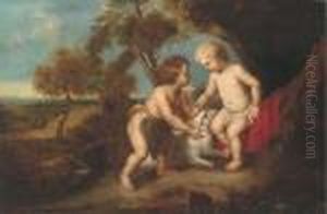 The Christ Child And The Infant Saint John The Baptist In Alandscape