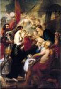 The Virgin And Child With Saints George, Mary Magdalene, Jerome And Augustine by (studio of) Rubens, Peter Paul