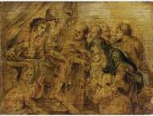 An Oil Sketch Of A Subject From Ancient History by (studio of) Rubens, Peter Paul