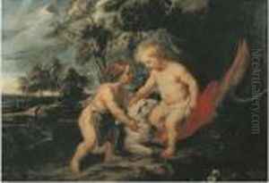 Gesu Bambino E San Giovannino In Un Paesaggio Gesu Bambino E San Giovannino In Un Paesaggio
