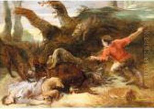 A Boar Hunt - Possibly The Calydonian Boar Hunt by (studio of) Rubens, Peter Paul