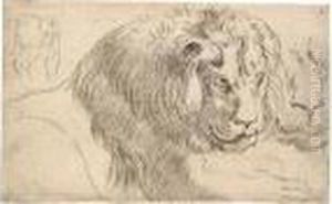 Study Of A Lion In Repose, With A
Further Study Of Its Face, And Another Study Of The Side Of A Standing
Lion Or Lioness by (studio of) Rubens, Peter Paul