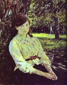 Girl In The Sunlight Portrait Of Maria Simonovich 1888 by Valentin Aleksandrovich Serov