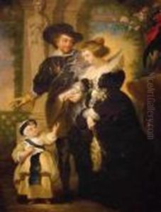 Self Portrait With Helen Fourment And First Born Child In Agarden by (studio of) Rubens, Peter Paul