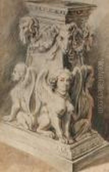 Design For A Pedestal With Harpies And Ram's Masks - view 1