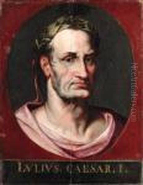 Portraits Of Julius Caesar And Tiberius, Bust Length, In Paintedovals - view 1