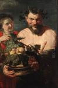 A Satyr Holding A Basket Of Fruit