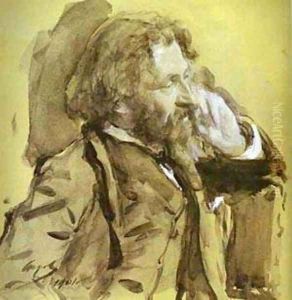 Portrait Of The Artist Ilya Repin 1901 by Valentin Aleksandrovich Serov