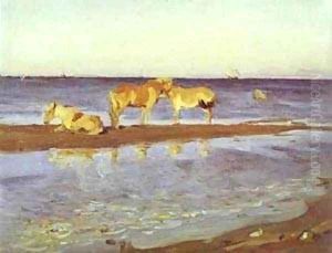 Horses On A Shore 1905 by Valentin Aleksandrovich Serov
