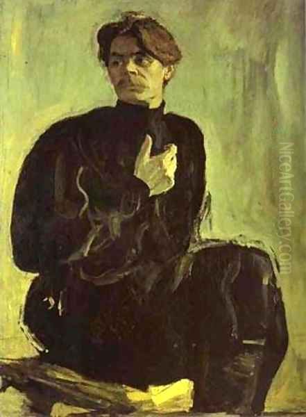Portrait Of The Writer Maxim Gorky 1905 by Valentin Aleksandrovich Serov