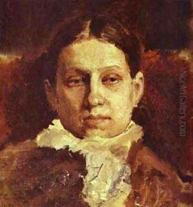 Portrait Of Vera Repina 1881 by Valentin Aleksandrovich Serov