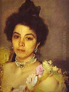 Portrait Of Sophia Botkina Detail 1899 by Valentin Aleksandrovich Serov