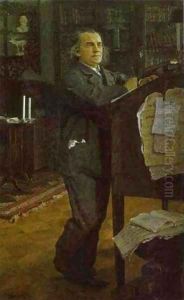 Portrait Of The Composer Alexander Serov 1888-89 by Valentin Aleksandrovich Serov