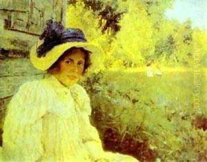 Summertime Portrait Of Olga Serova 1895 by Valentin Aleksandrovich Serov