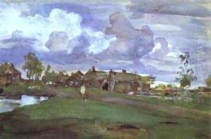 Village 1898 by Valentin Aleksandrovich Serov