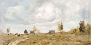 Country Settlement under threatening Clouds by Valentin Aleksandrovich Serov