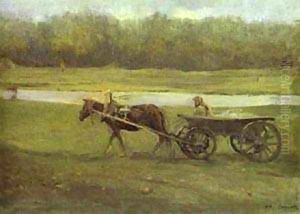 Peasant Woman In A Cart 1896 by Valentin Aleksandrovich Serov
