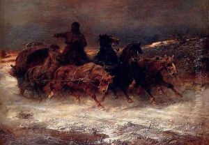 A Troika In Winter by Adolf Schreyer