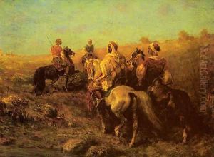 Arabian Horseman near a Watering Place by Adolf Schreyer