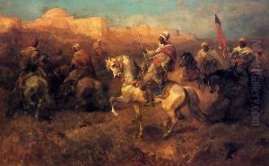 Arab Horsemen On The March by Adolf Schreyer