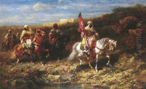 Arab Horseman In A Landscape by Adolf Schreyer
