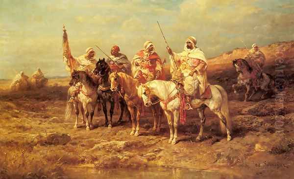 Arab Horsemen by a Watering Hole - view 1