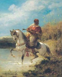 Arab horseman by Adolf Schreyer