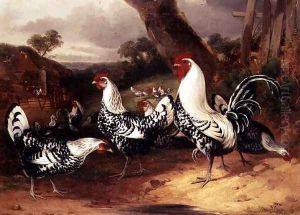 Cockerels in a Landscape by William Joseph Shayer