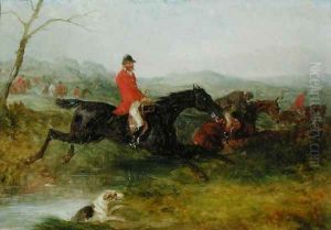 Foxhunting Clearing a Brook by William Joseph Shayer