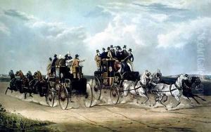 The Brighton Day Mails passing over Hockward Common, engraved by Charles Hunt, 1838
