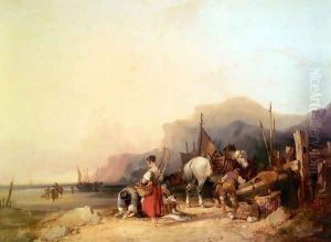 Unloading The Catch, Near Benchurch, Isle Of Wight by William Joseph Shayer