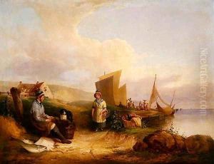 Fisherman mending his net