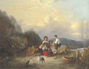 Fisherfolk in a coastal landscape