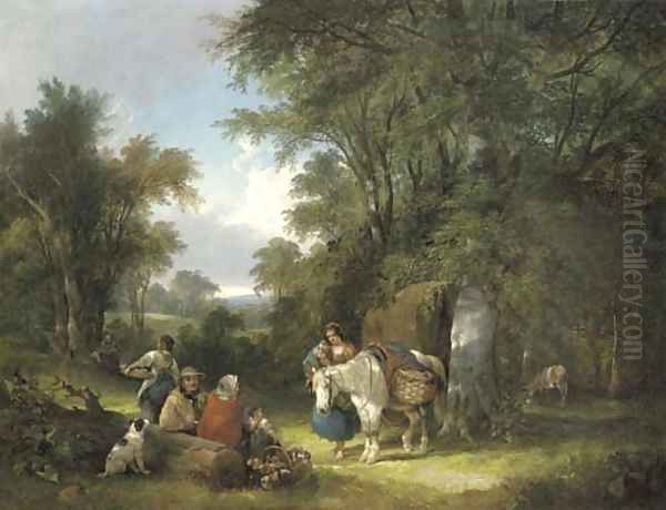 A gypsy encampment in a wooded landscape - view 1