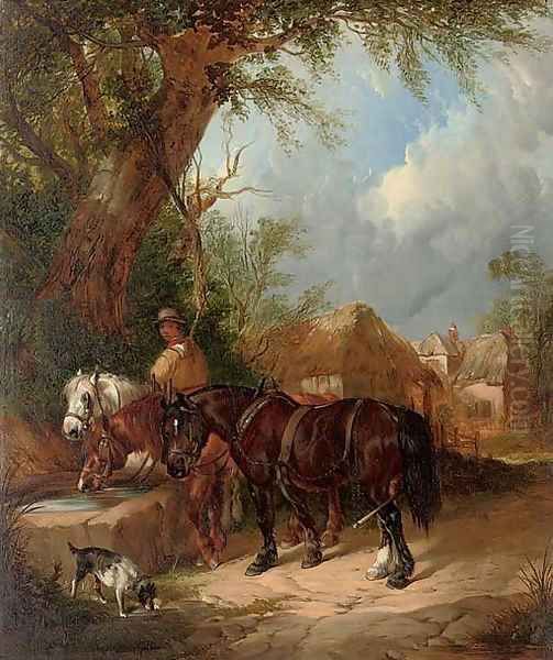 Horses watering at the trough - view 1