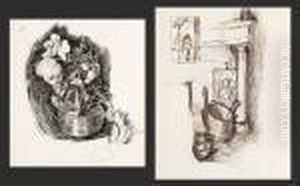 A Pair Of Early Ink Drawings by Bonny Rupert