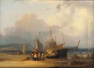 Fisherfolk on the beach 2 by William Joseph Shayer