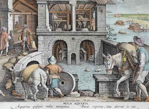 A Water Mill, plate 11 from Nova Reperta New Discoveries engraved by Philip Galle 1537-1612 c.1600 by Giovanni Stradano