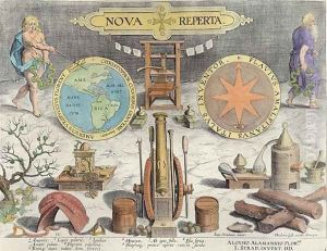 Frontispiece to Nova Reperta New Discoveries engraved by Theodor Galle 1571-1633 c.1600 by Giovanni Stradano