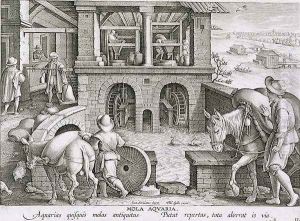 A Water Mill, plate 11 from Nova Reperta New Discoveries engraved by Philip Galle 1537-1612 c.1600 2