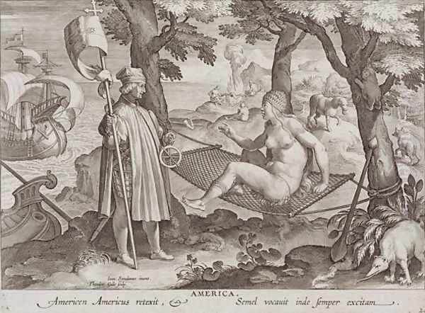 Columbus Discovering America, plate 2 from Nova Reperta New Discoveries engraved by Theodor Galle 1571-1633 c.1600 2 - view 1