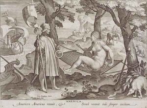 Columbus Discovering America, plate 2 from Nova Reperta New Discoveries engraved by Theodor Galle 1571-1633 c.1600 2 by Giovanni Stradano