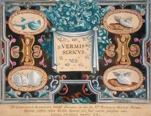 Frontispiece to Vermis Sericus The Silkworm engraved by Theodor Galle 1571-1633