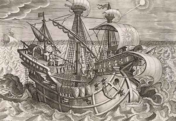 Calculating Longitude with the Declination of the Sun, plate 17 from Nova Reperta New Discoveries engraved by Philip Galle 1537-1612 c.1600 2 - view 1
