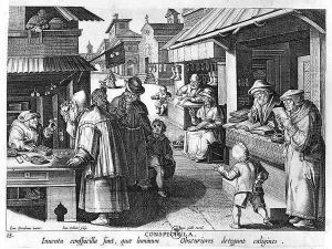 The Spectacles Seller, engraved by Jan Collaert and Joan Galle 1600-76 by Giovanni Stradano