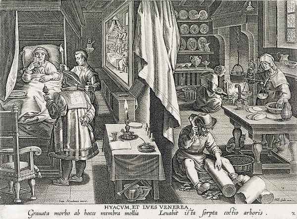 The House of a Man Stricken with Venereal Disease, engraved by Philip Galle 1537-1612 - view 1