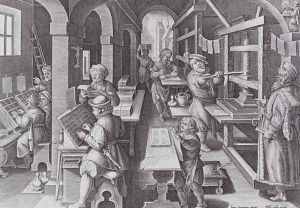 The Development of Printing, plate 5 from Nova Reperta New Discoveries engraved by Philip Galle 1537-1612 c.1600